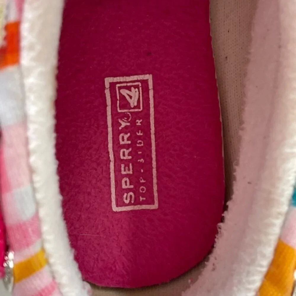 SPERRY TOP SIDER Duckie Pink Plaid Steel Shank Rain Shoes Girl 13M